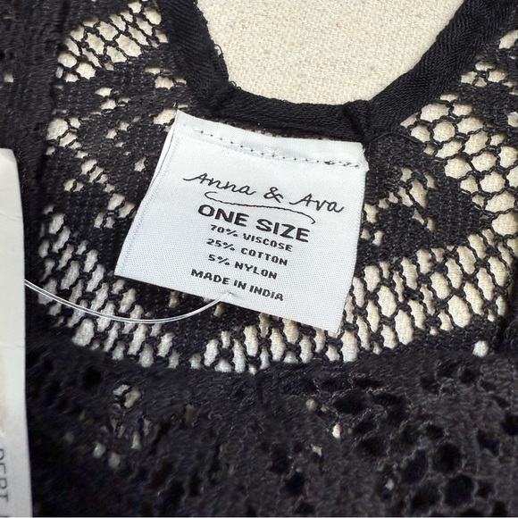 Anna & Ava Black Lace One Size V- Neck Kimono/Cover Up Oversized Top - Picture 8 of 13